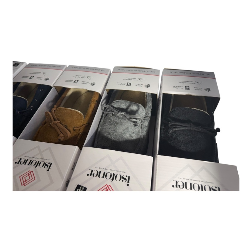 Isotoner Men's Memory Foam Indoor/outdoor waterproof Moccasin Slippers Variety‎ - Picture 4 of 16